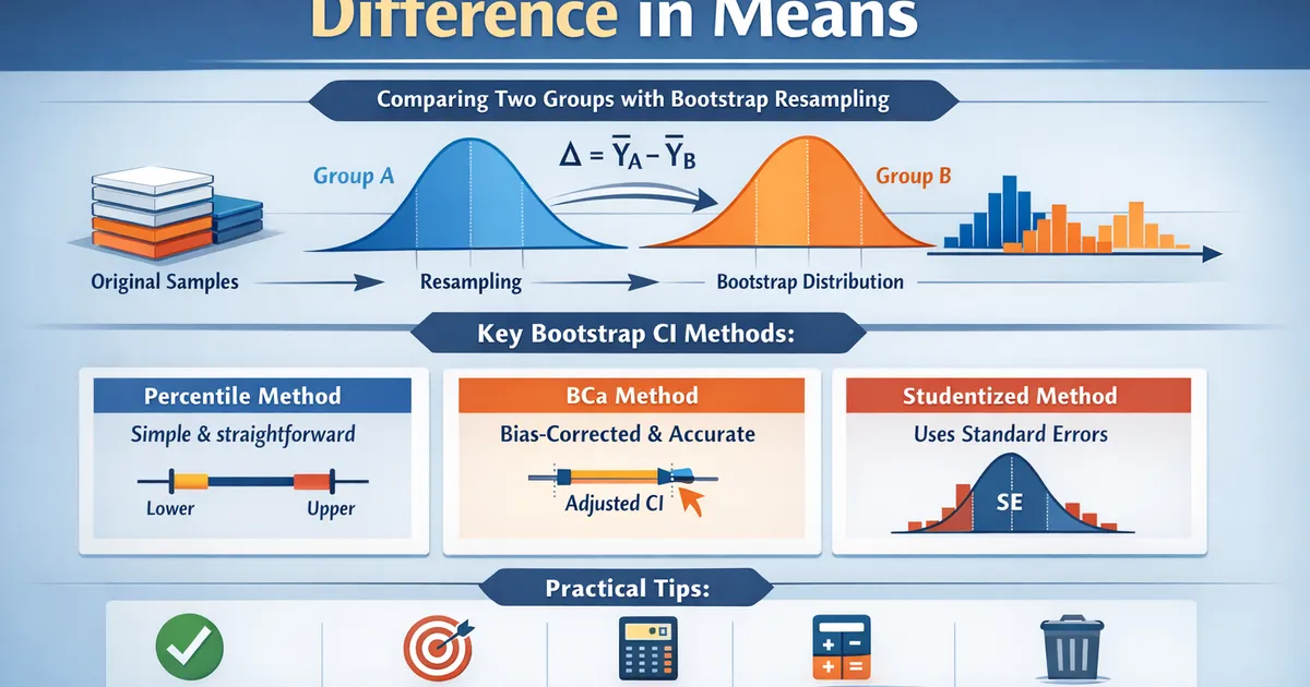 Bootstrap Confidence Intervals for Difference in Means