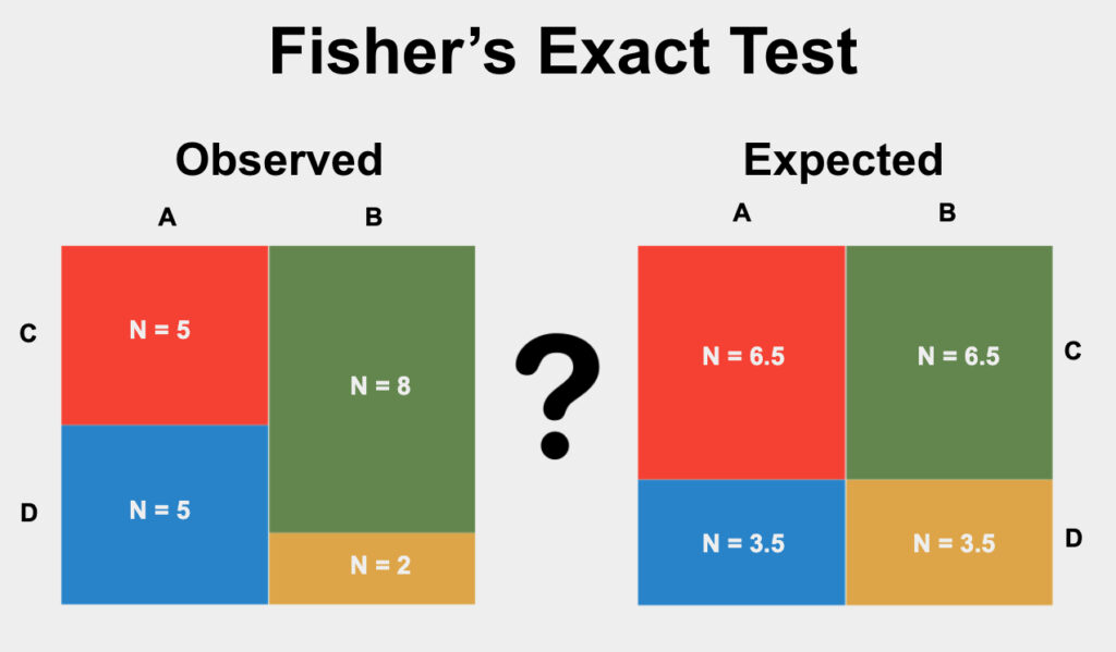 Fisher's Exact Test is a statistical test used to determine if the proportions of categories in two group variables significantly differ from each other.